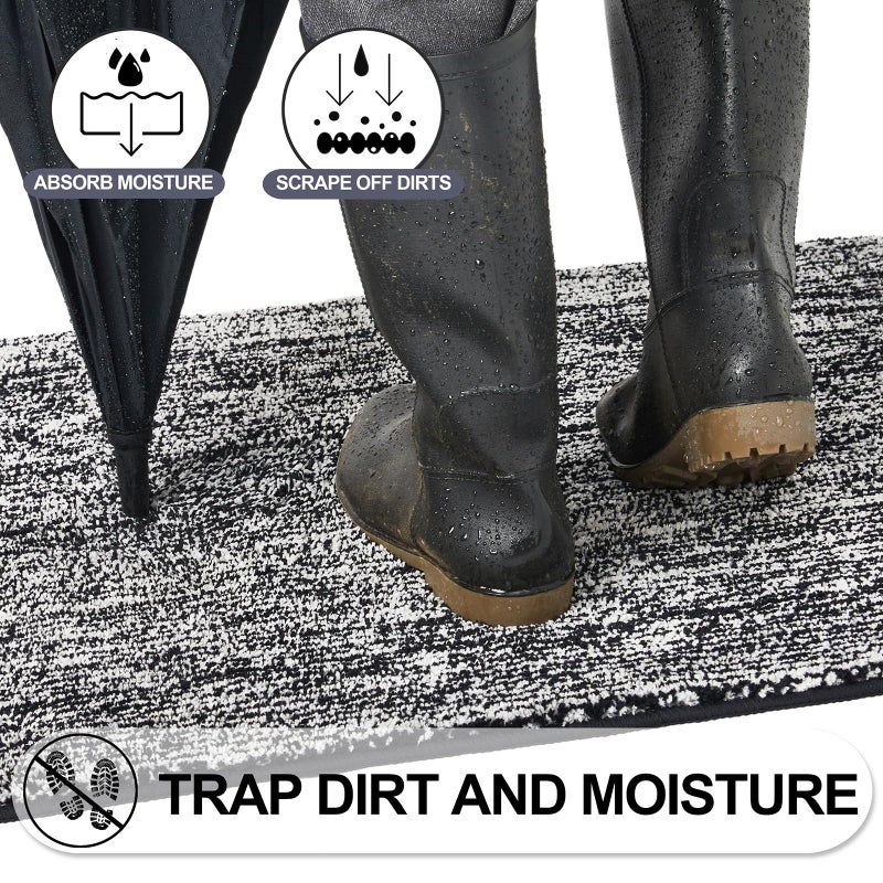 REFETONE Indoor Doormat, Front Door Mat 24"x36" Absorbent Rubber Backing Non Slip Back Door Mats, Washable Low-Profile Inside Floor Mat Door Rugs for Entryway, Resist Dirt Mud Mat for Dogs, Black - Image 2